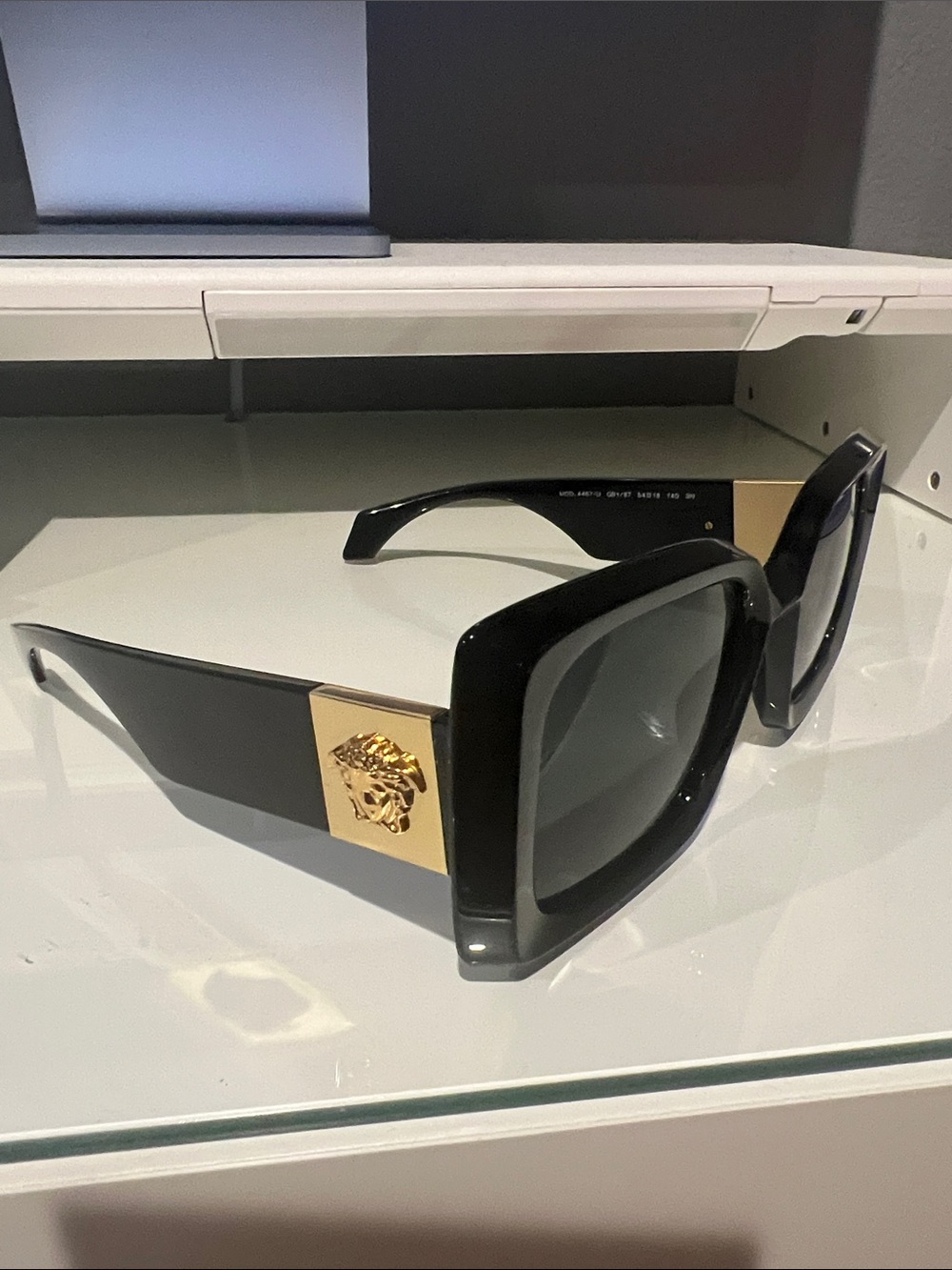 Versace Black Square Sunglasses with Gold Medusa Plaque